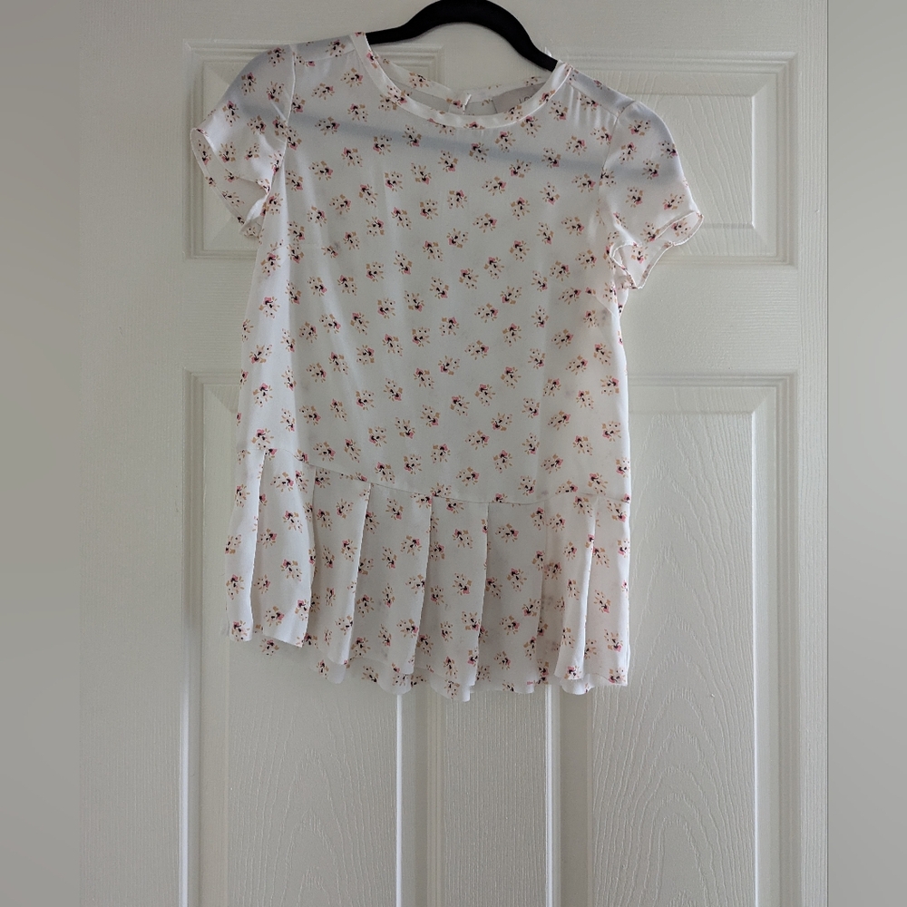 LOFT | Size XXSP | White Floral Blouse